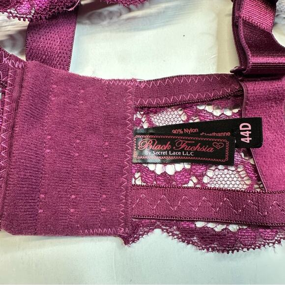 Black Fuchsia Convertible Padded Underwire Bra Purple/Burgundy/Wine Size 44D EUC - Picture 5 of 10